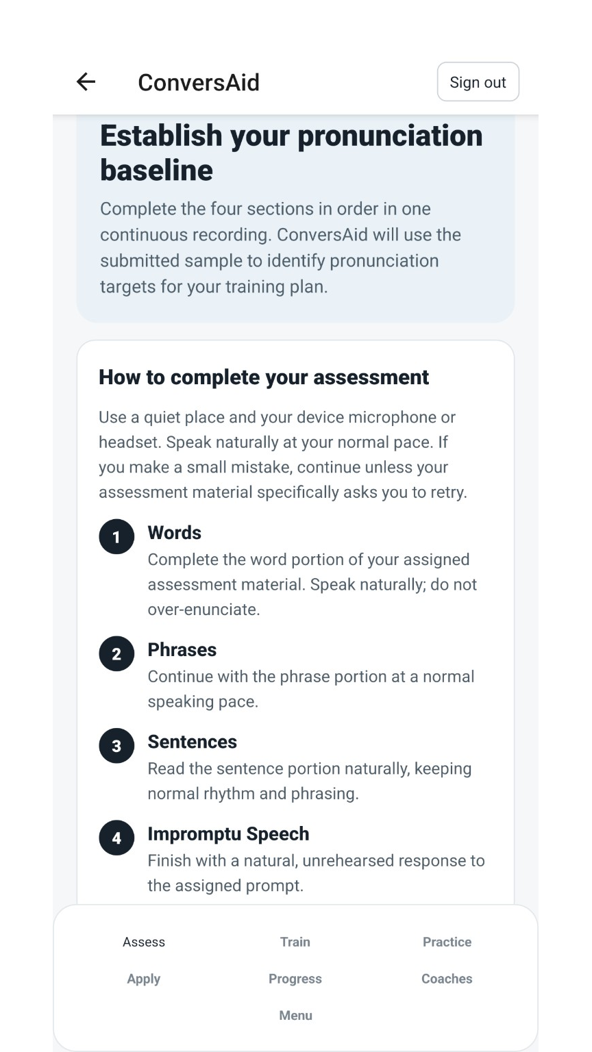 ConversAid pronunciation assessment